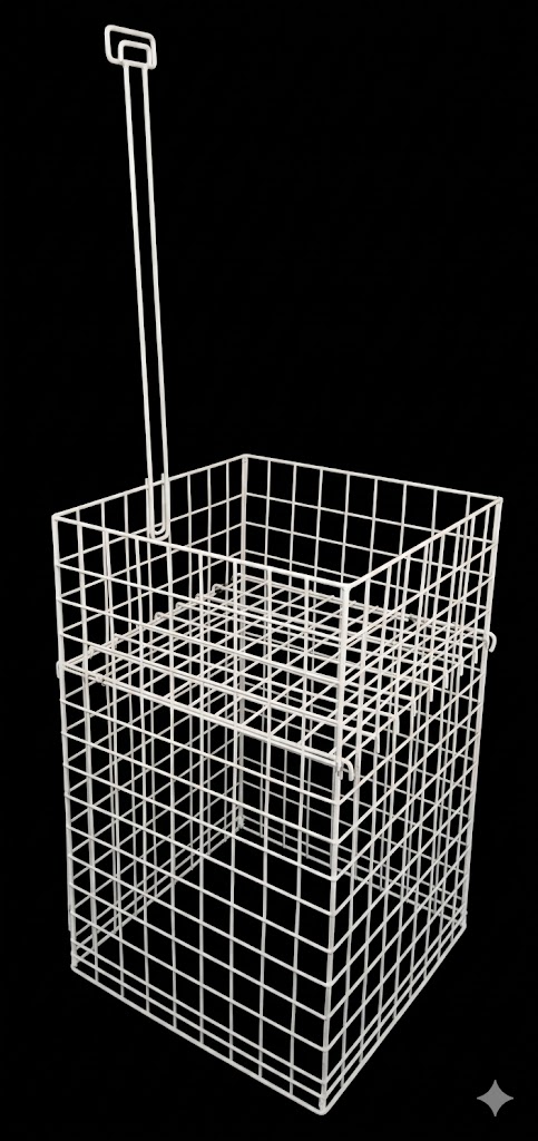 Cynton white epoxy powder-coated retail promotional dump bins in square collapsible and round wire mesh designs for store merchandising.